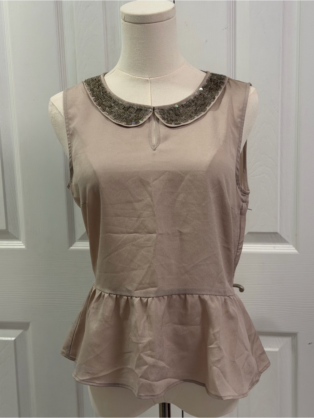 H&M Embellished Collar Sleeveless Peplum Top Size 8 NWT